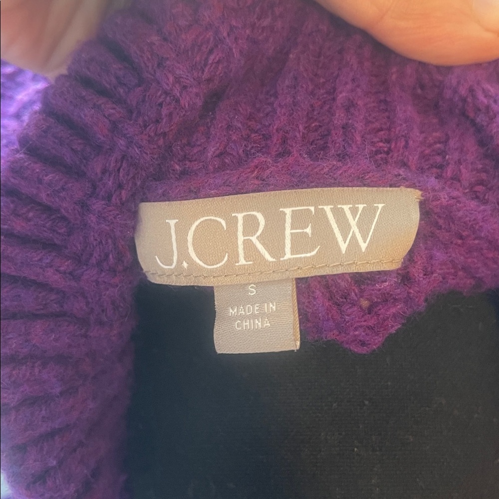 J. Crew Purple Cable Knit Cardigan with Gold Buttons - Picture 2 of 7